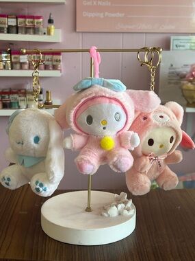 Pink Plush Keychain Charm - Cute Bunny Design